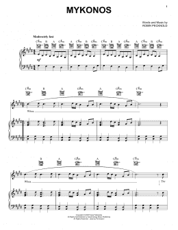 page one of Mykonos (Piano, Vocal & Guitar Chords (Right-Hand Melody))