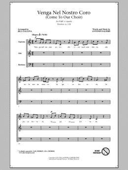 page one of Venga Nel Nostro Coro (SAB Choir)