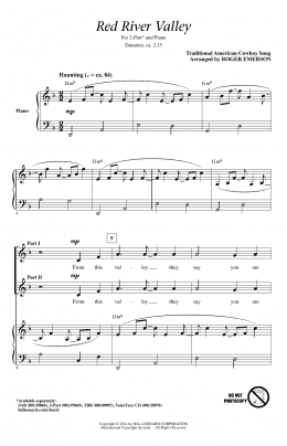 page one of The Red River Valley (arr. Roger Emerson) (2-Part Choir)