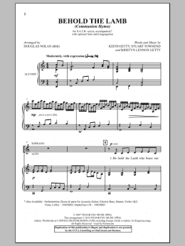page one of Behold The Lamb (Communion Hymn) (SATB Choir)