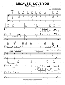 page one of Because I Love You (The Postman Song) (Piano, Vocal & Guitar Chords (Right-Hand Melody))