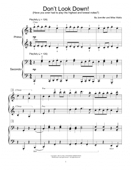 page one of Don't Look Down! (Piano Duet)