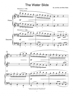page one of The Water Slide (Piano Duet)