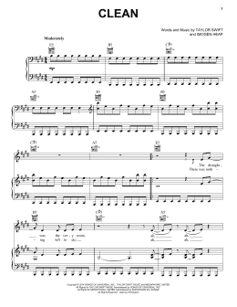 page one of Clean (Piano, Vocal & Guitar Chords (Right-Hand Melody))
