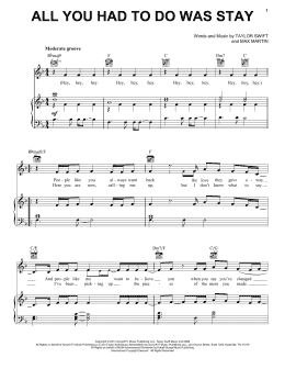 page one of All You Had To Do Was Stay (Piano, Vocal & Guitar Chords (Right-Hand Melody))
