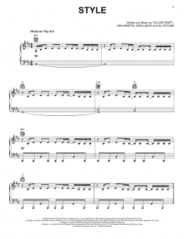 page one of Style (Piano, Vocal & Guitar Chords (Right-Hand Melody))