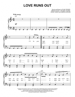 page one of Love Runs Out (Easy Piano)
