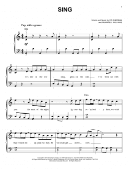 page one of Sing (Easy Piano)
