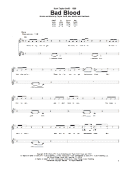 page one of Bad Blood (Guitar Tab)