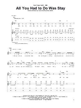 page one of All You Had To Do Was Stay (Guitar Tab)