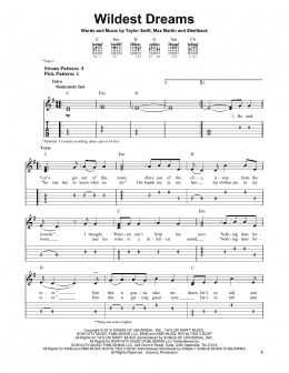 page one of Wildest Dreams (Easy Guitar Tab)