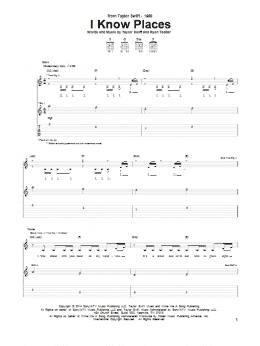 page one of I Know Places (Guitar Tab)