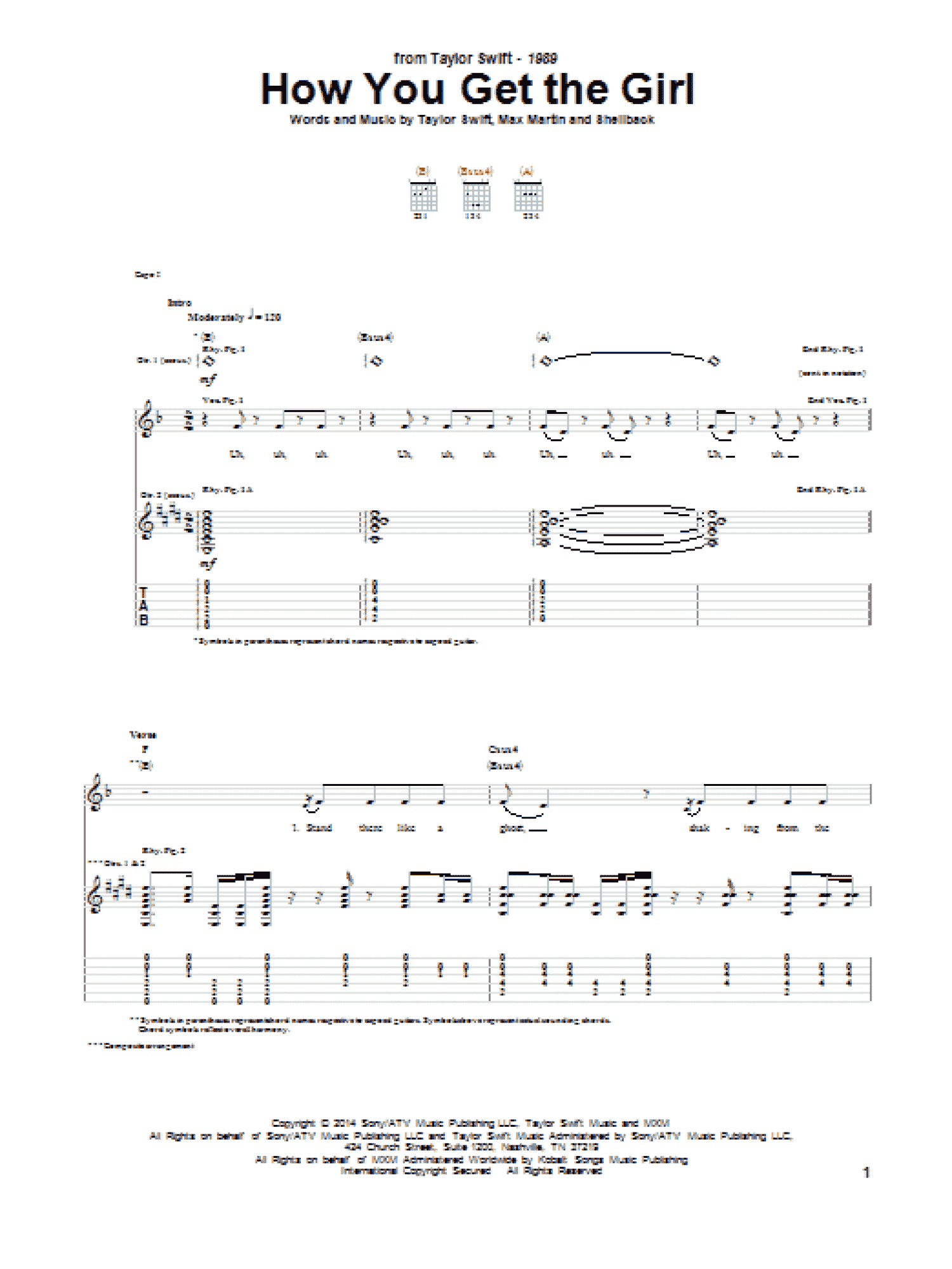 How You Get The Girl (Guitar Tab)