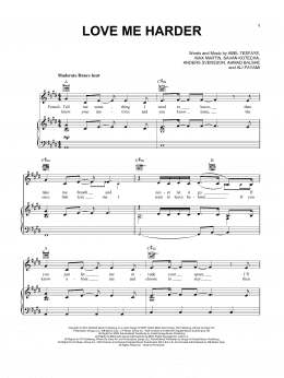 page one of Love Me Harder (Piano, Vocal & Guitar Chords (Right-Hand Melody))