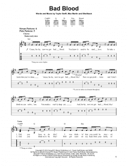 page one of Bad Blood (Easy Guitar Tab)
