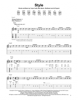page one of Style (Easy Guitar Tab)