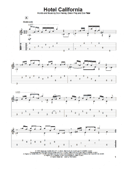 page one of Hotel California (Solo Guitar)