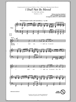 page one of I Shall Not Be Moved (3-Part Treble Choir)