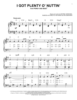 page one of I Got Plenty O' Nuttin' (Very Easy Piano)