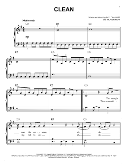 page one of Clean (Easy Piano)