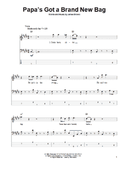 page one of Papa's Got A Brand New Bag (Bass Guitar Tab)