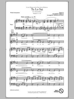 page one of Tu Lo Sai (2-Part Choir)