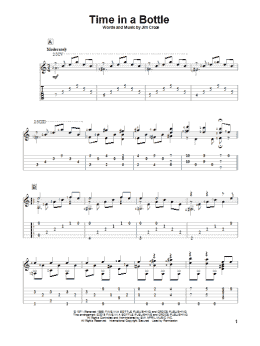 page one of Time In A Bottle (Solo Guitar)