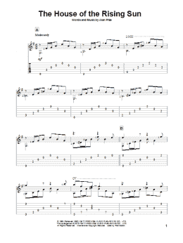 page one of The House Of The Rising Sun (Solo Guitar)