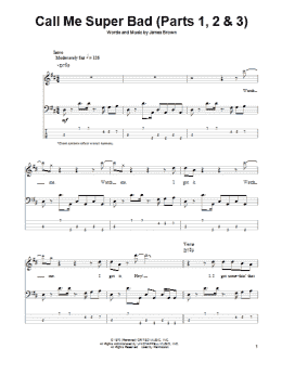 page one of Call Me Super Bad (Parts 1, 2 & 3) (Bass Guitar Tab)