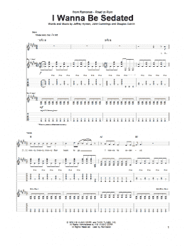page one of I Wanna Be Sedated (Guitar Tab)
