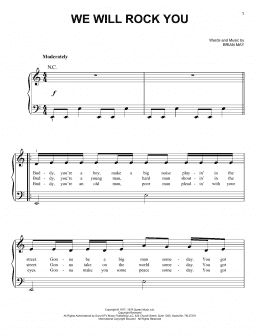 page one of We Will Rock You (Very Easy Piano)
