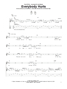 page one of Everybody Hurts (Guitar Tab)