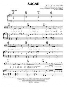 page one of Sugar (Piano, Vocal & Guitar Chords (Right-Hand Melody))
