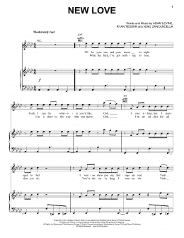 page one of New Love (Piano, Vocal & Guitar Chords (Right-Hand Melody))