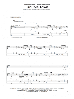 page one of Trouble Town (Guitar Tab)