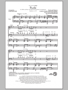 page one of Rude (arr. Mark Brymer) (TBB Choir)