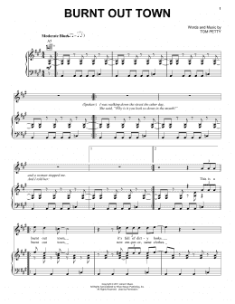 page one of Burnt Out Town (Piano, Vocal & Guitar Chords (Right-Hand Melody))