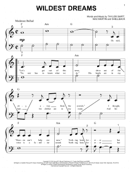page one of Wildest Dreams (Big Note Piano)