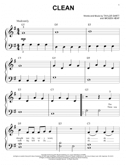 page one of Clean (Big Note Piano)