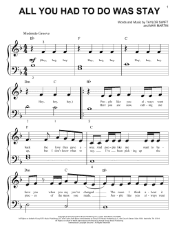 page one of All You Had To Do Was Stay (Big Note Piano)