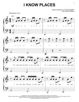 page one of I Know Places (Big Note Piano)
