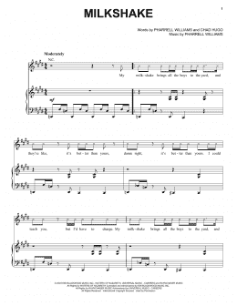 page one of Milkshake (Piano, Vocal & Guitar Chords (Right-Hand Melody))