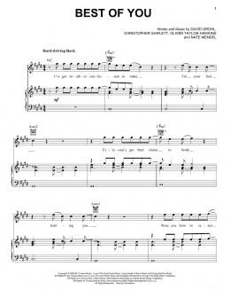 page one of Best Of You (Piano, Vocal & Guitar Chords (Right-Hand Melody))