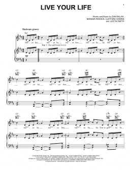 page one of Live Your Life (Piano, Vocal & Guitar Chords (Right-Hand Melody))