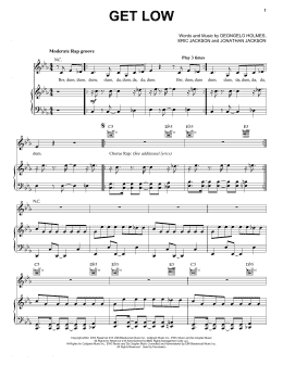 page one of Get Low (Piano, Vocal & Guitar Chords (Right-Hand Melody))