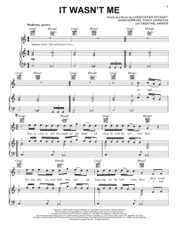 page one of It Wasn't Me (Piano, Vocal & Guitar Chords (Right-Hand Melody))