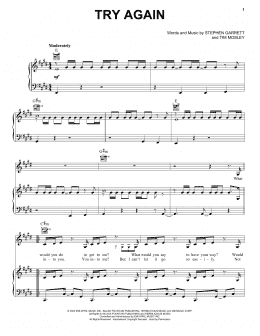 page one of Try Again (Piano, Vocal & Guitar Chords (Right-Hand Melody))