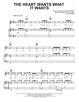 page one of The Heart Wants What It Wants (Piano, Vocal & Guitar Chords (Right-Hand Melody))