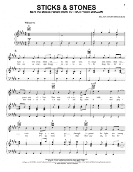 page one of Sticks & Stones (from How to Train Your Dragon) (Piano, Vocal & Guitar Chords (Right-Hand Melody))