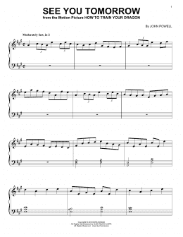 page one of See You Tomorrow (from How to Train Your Dragon) (Piano Solo)